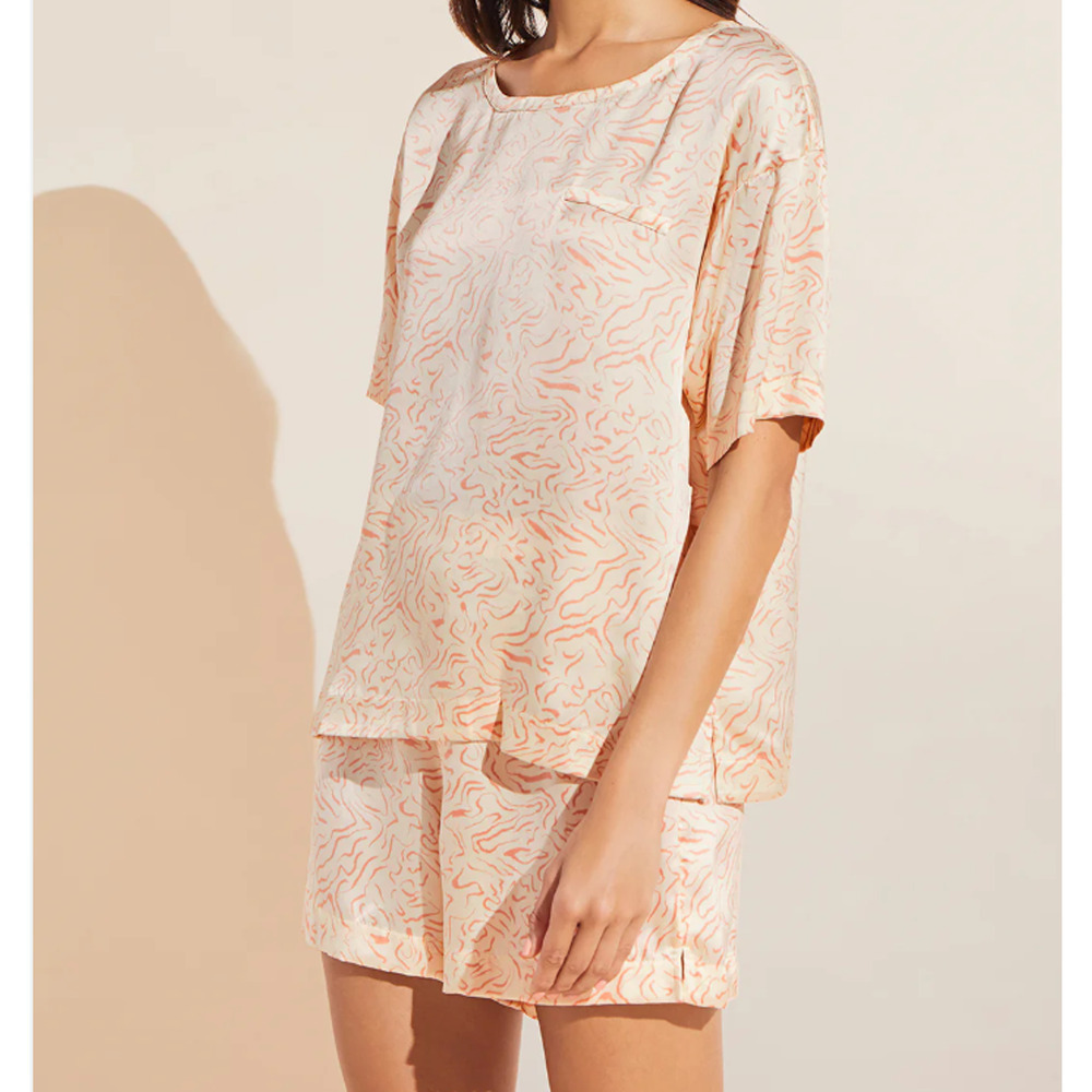 Eberjey New $258 Inez Washable Silk Short Sleeve Shorts Two Piece Set Xs Marrc